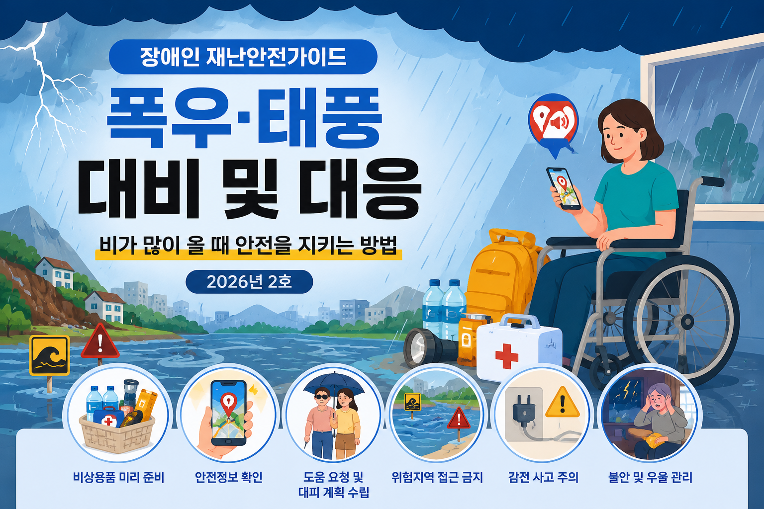 장애인 재난안전가이드 카드뉴스 2026년 2호(폭우·태풍 대비)