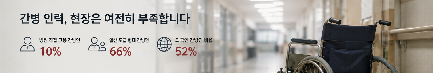 간병 인력 부족과 처우 문제를 상징하는 요양병원 복도 이미지