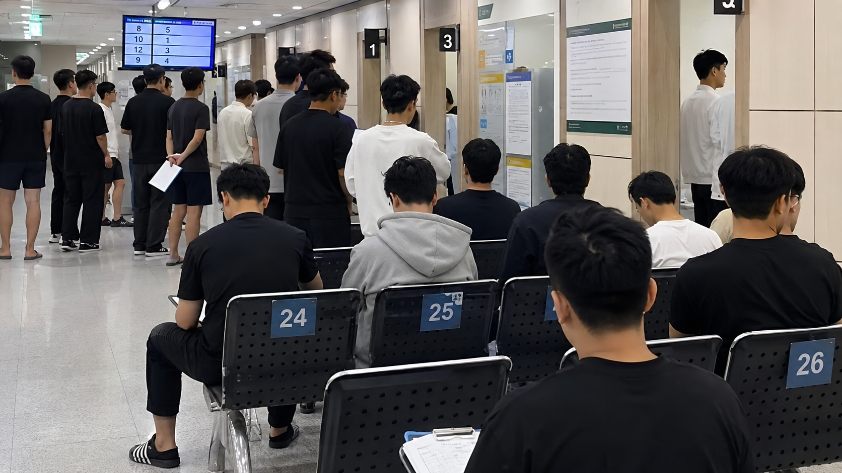 병역판정검사 대기 중인 청년들